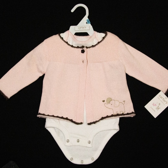 Carter's Other - Carter's 6 mo 3 piece Brown & Pink Polka Dot NWT
